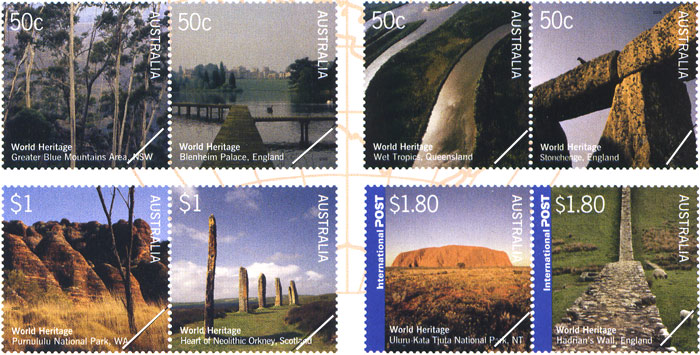 World Heritage sites stamps issued by Australia Post 21 April 2005
