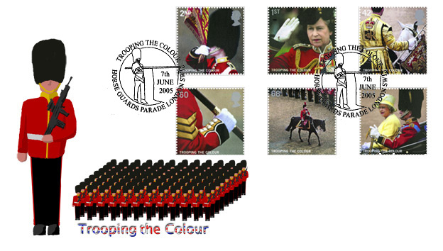 Norvic FDC for Trooping the Colour stamp set issued 7 June 2005
