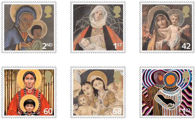Royal Mail Christmas stamps 2005 - Madonna and Child x 6