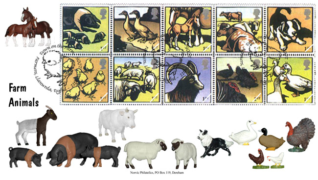 Norvic Philatelics official FDC for Farm Animals stamps