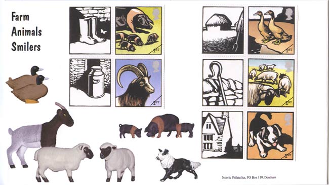 Norvic Philatelics official FDC1 for Farm Animals Smilers stamps