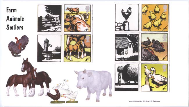 Norvic Philatelics official FDC2 for Farm Animals Smilers stamps