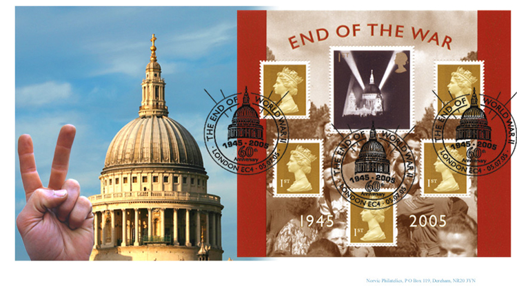 Norvic Philatelics St Paul's Cathedral first day cover for World War 2 commemoration miniature sheet