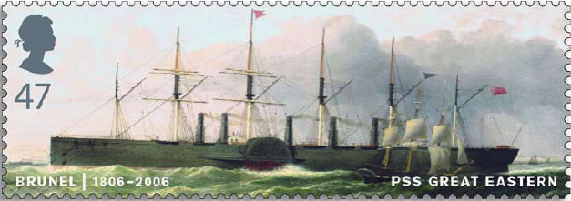 47p stamp showing the Packet Steam Ship Great Eastern.