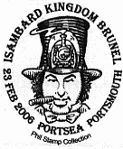 Postmark showing Caricature of Brunel.