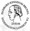 Postmark showing head profile of Isambard Kingdom Brunel.