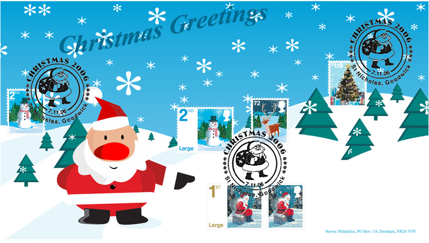 Norvic Philatelics 2006 Christmas First Day Cover set of 6 stamps - image.