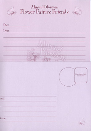 Sample of stationery in Royal Mail Smilers for Kids stamps Flower Fairies pack.