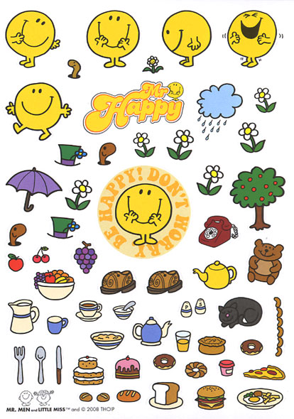 Sample of additional contents of Royal Mail Smilers for Kids stamps Mr Men pack.