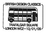 postmark illustrated with Routemaster double-decker bus.