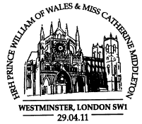Royal Wedding postmark showing westminster abbey.
