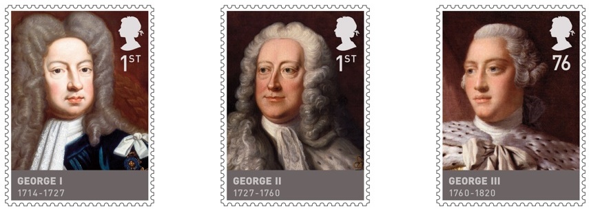 Three of 6 stamps in the House of Hanover set.