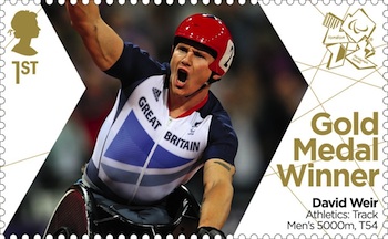 Gold Medal Stamp David Weir Athletics : Men's 5000m - T54.