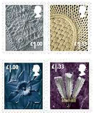 Northern Ireland and Wales £1 and £1-33 stamps for new postage rates.