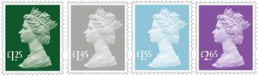New Tariff national definitive Machin stamps.